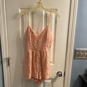 Pastel Pink Lace Romper